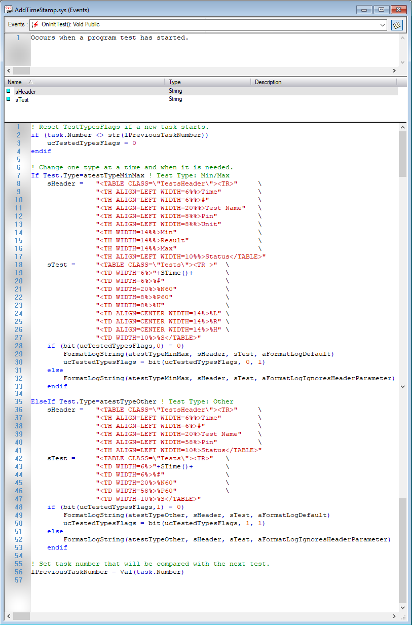 System.OnInitTest() event with Other test type modified.